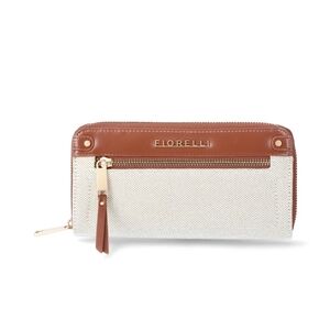 Fiorelli Beige Canvas & Tan Leather Zip Wallet  O6